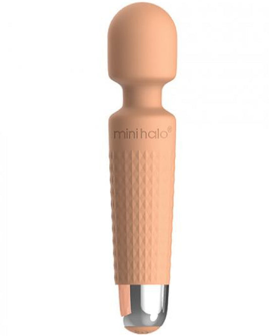 Mini Halo Extra Powerful Wand Vibrator - Peach  on white background 