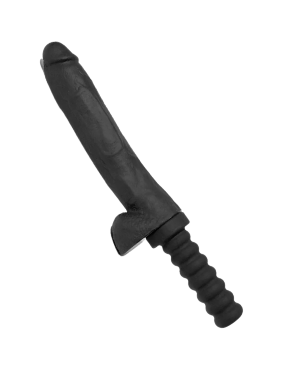 Boneyard 10 Inch Black Silicone Dildo with Handle & Suction Cup Attachment