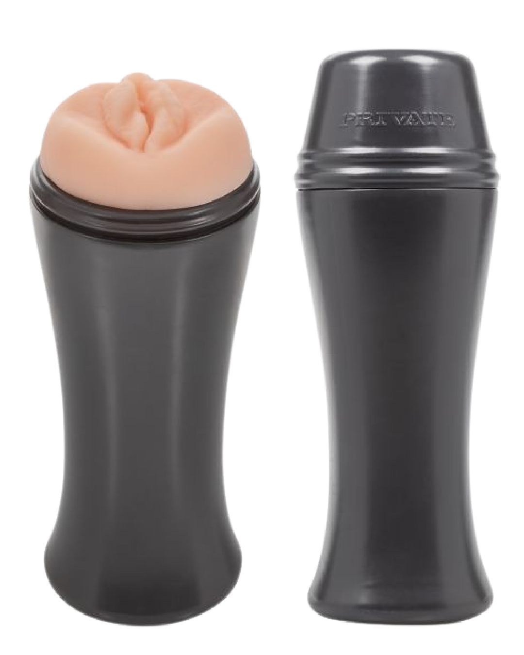 Private Horny Cougar to Go Realistic Travel Stroker (Vagina)  two views - one with and one without the lid