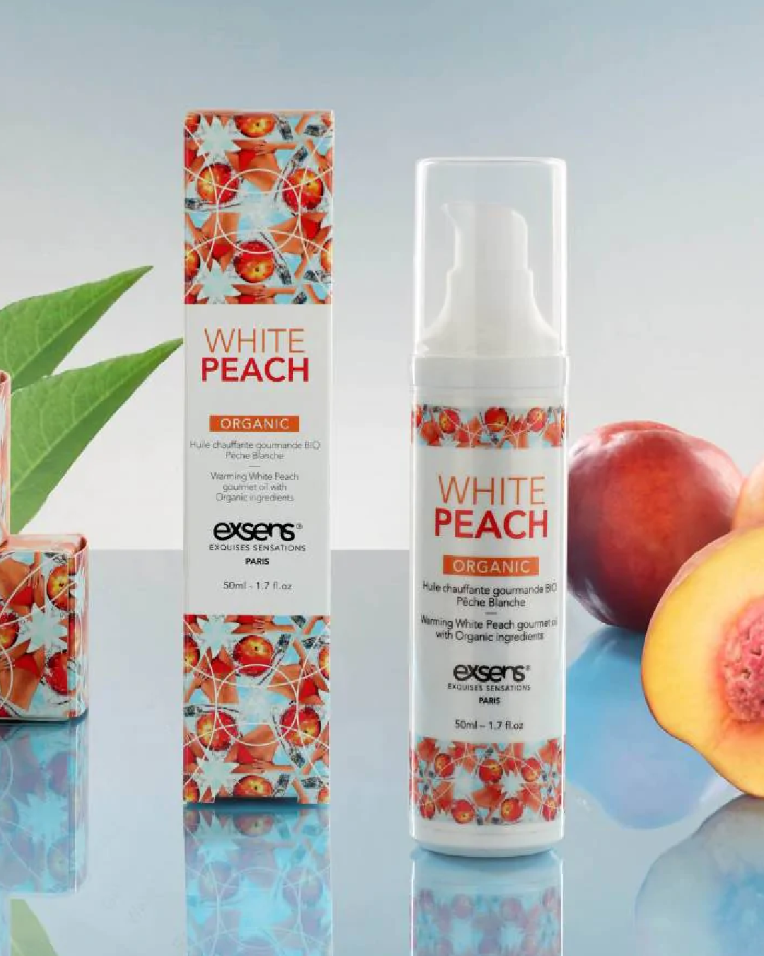 Exsens Organic White Peach Flavored Warming Massage Oil 50ml
