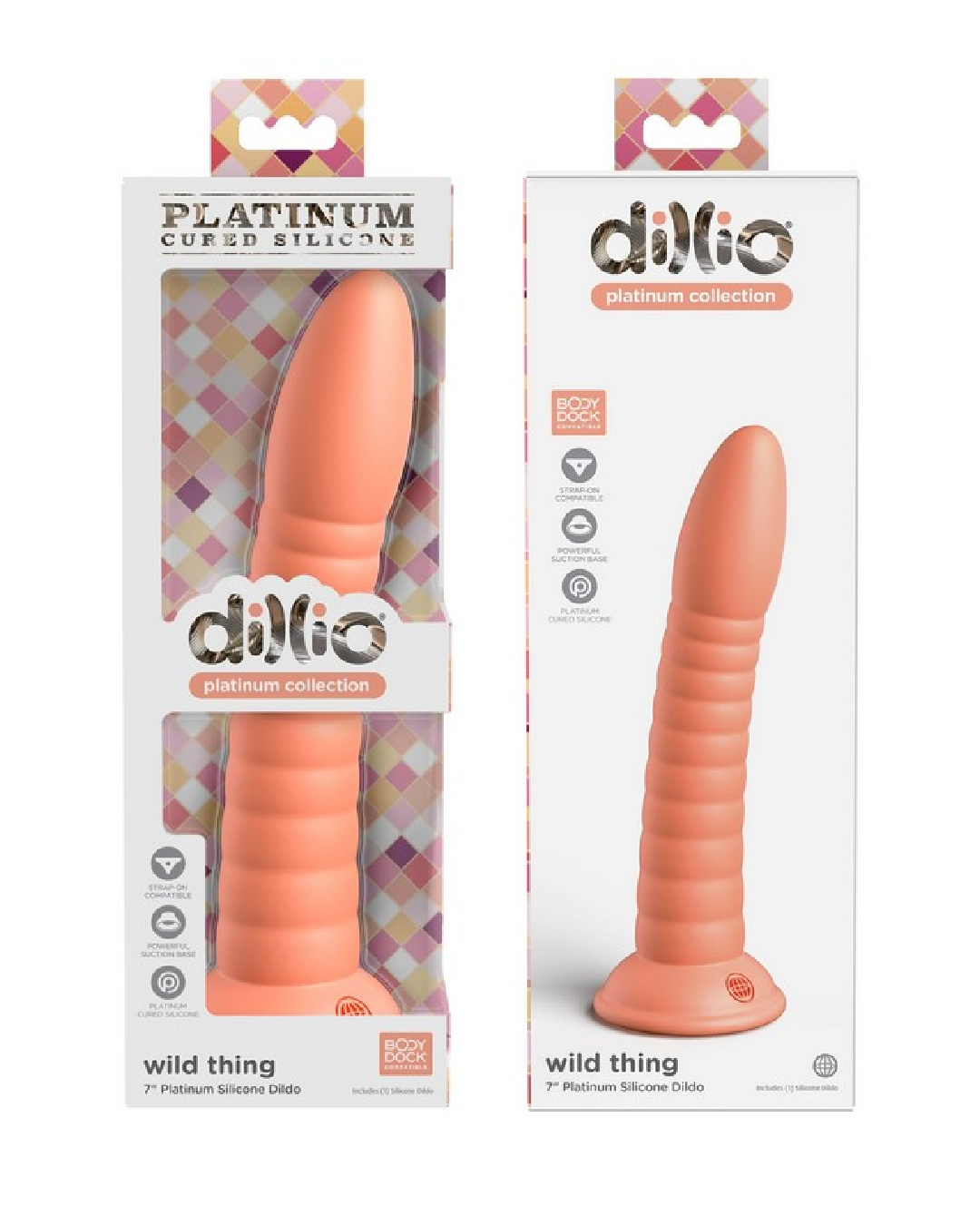 Dillio Platinum Wild Thing 7 Inch Dildo - Peach box 