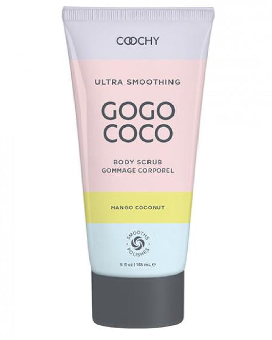 Coochy Ultra Smoothing Body Scrub - Mango Coconut 5 oz front of bottle 