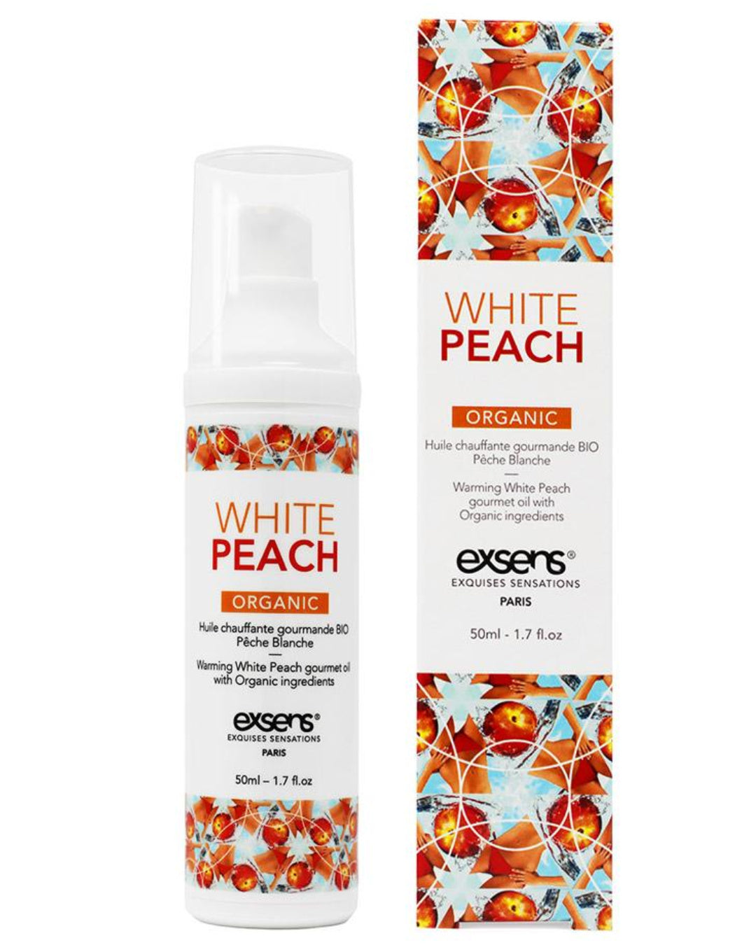 Exsens Organic White Peach Flavored Warming Massage Oil 50ml