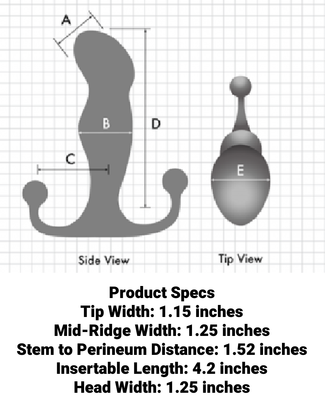 Aneros Progasm Black Ice Prostate Stimulator measurements