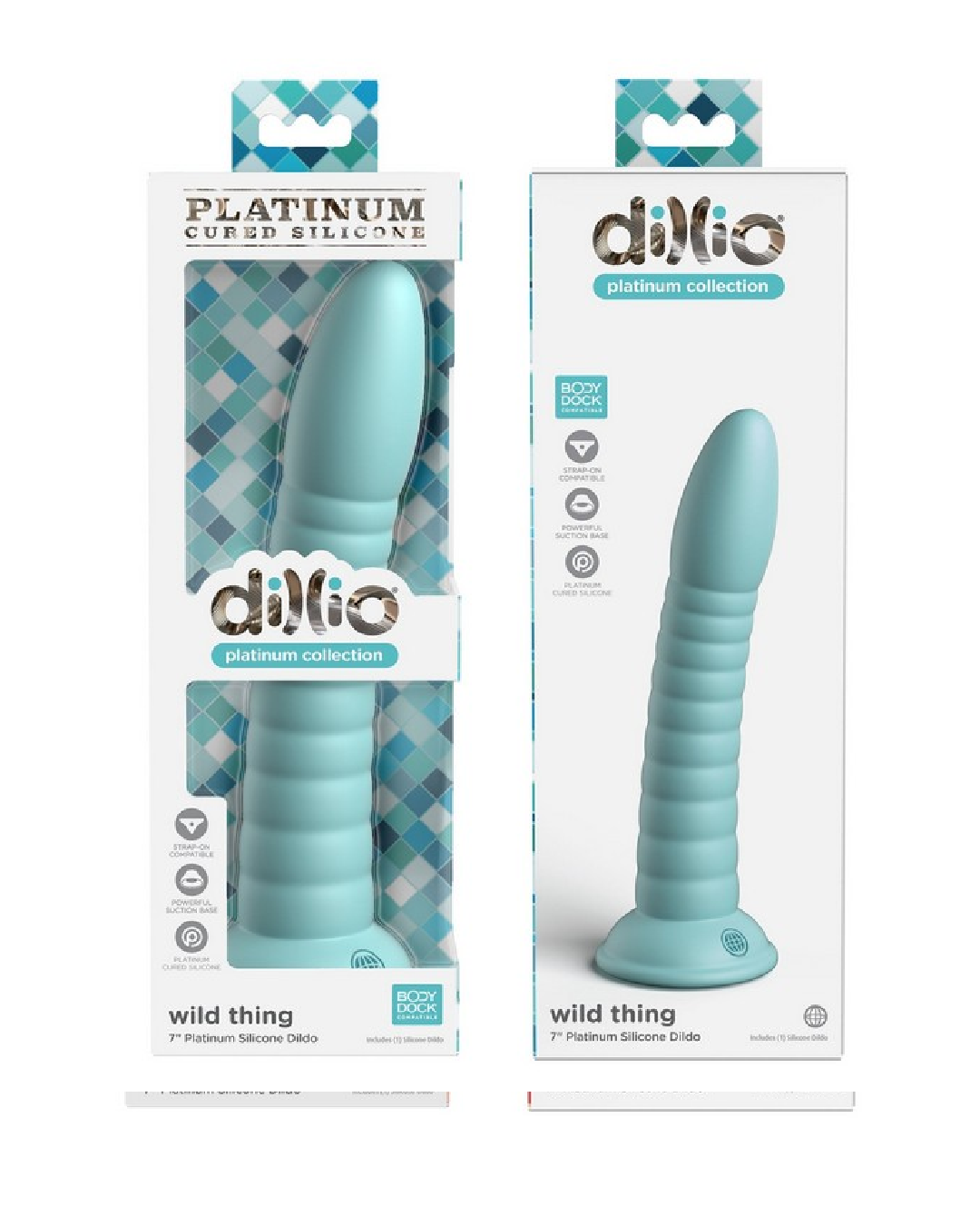 Dillio Platinum Wild Thing 7 Inch Dildo - Teal box