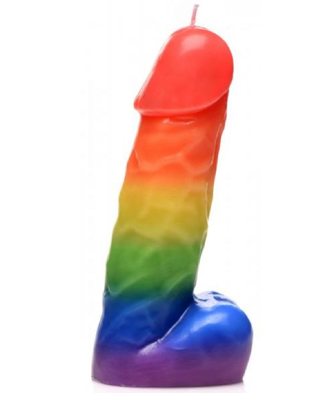 Master Series  Pride Pecker Rainbow Drip Candle full view 