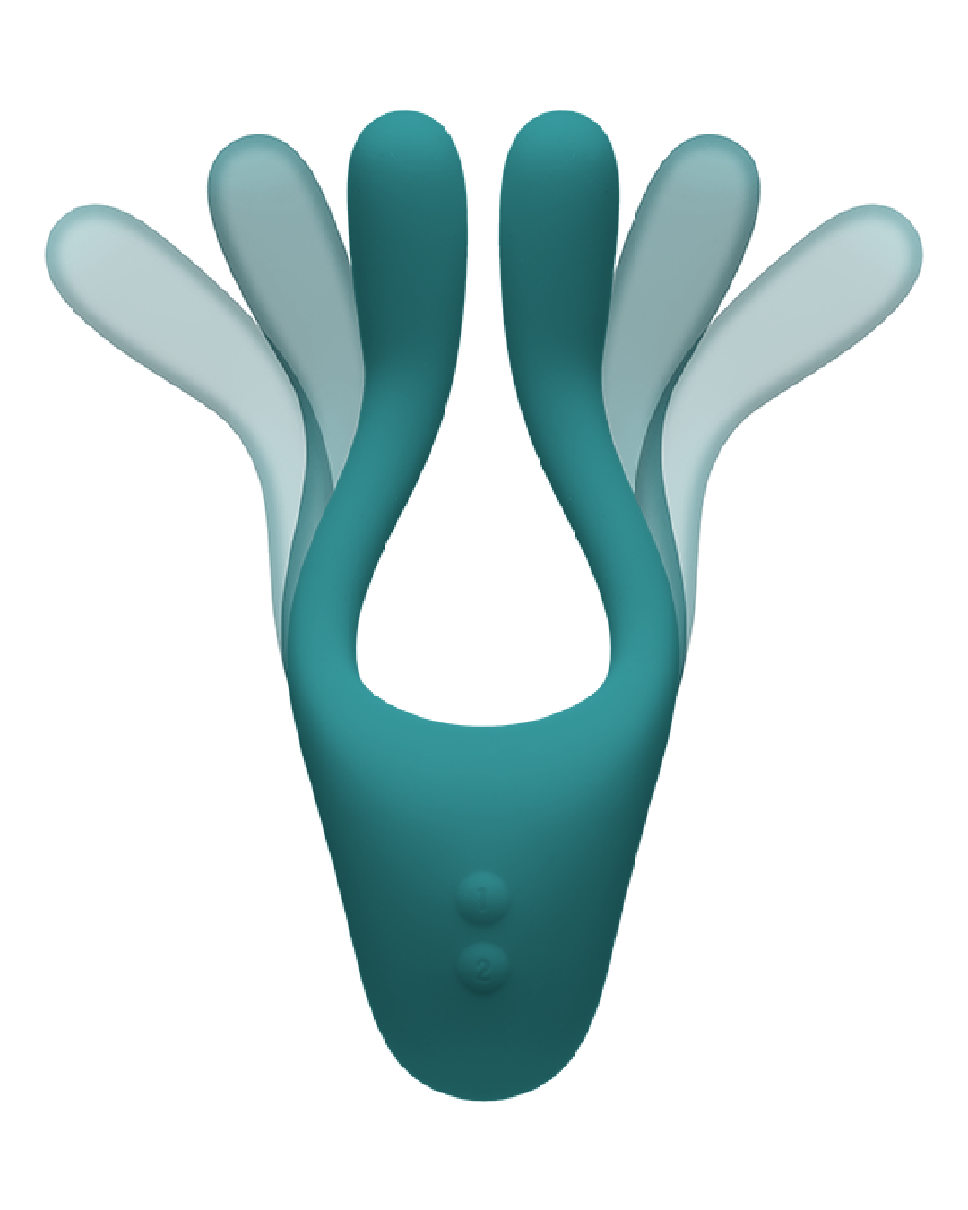 Tryst V2 Bendable Multi Purpose Vibrator with Remote  - Teal shown with the arms in various positions to show its flexibility