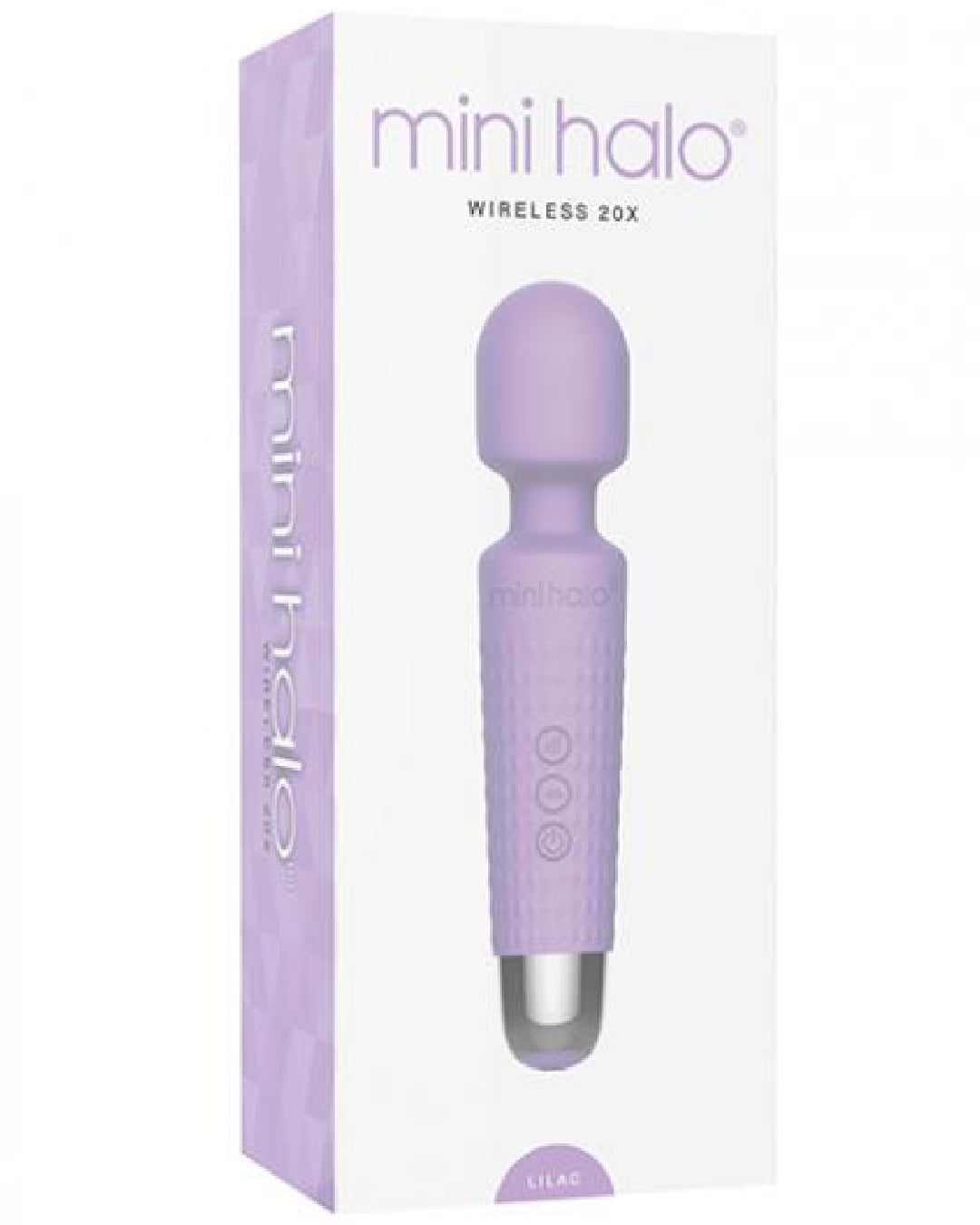 Mini Halo Extra Powerful Wand Vibrator - Lilac product box 