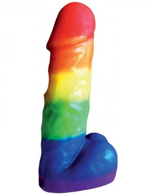 Rainbow Pecker 7 Inch Pride Candle sideview 