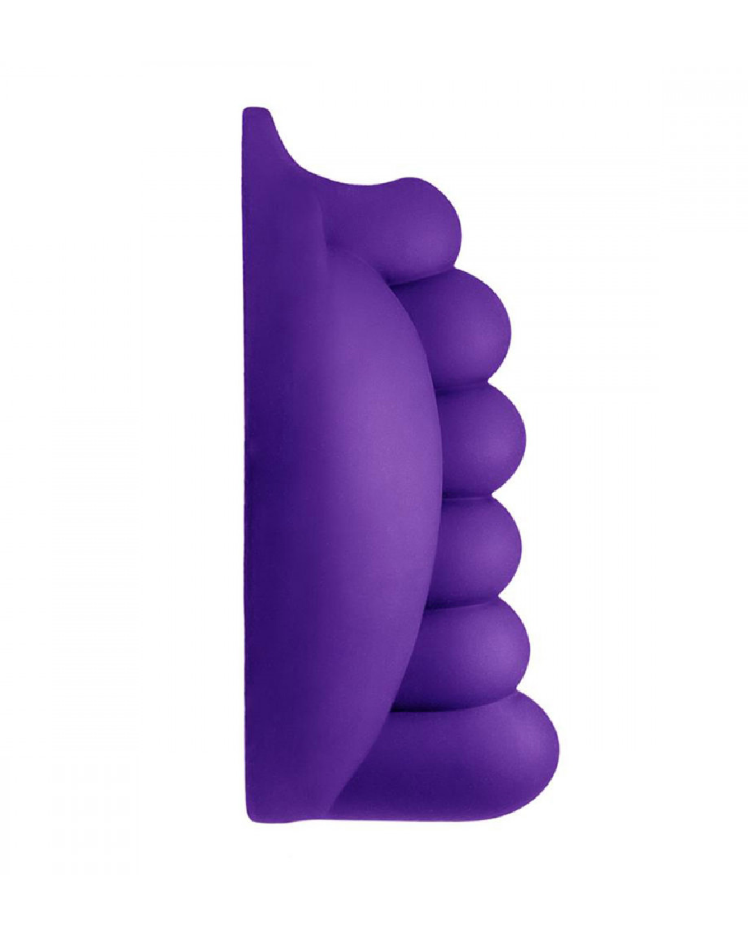 Honeybunch Textured Dildo Base with Vibrator Pocket for Harness Play - Purple side view