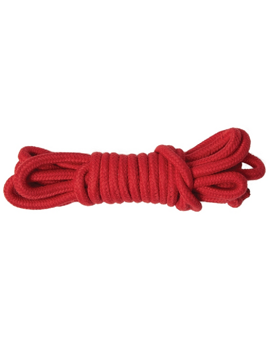 Sex & Mischief Amor Heart Red Rope tied in a bundle on white background 