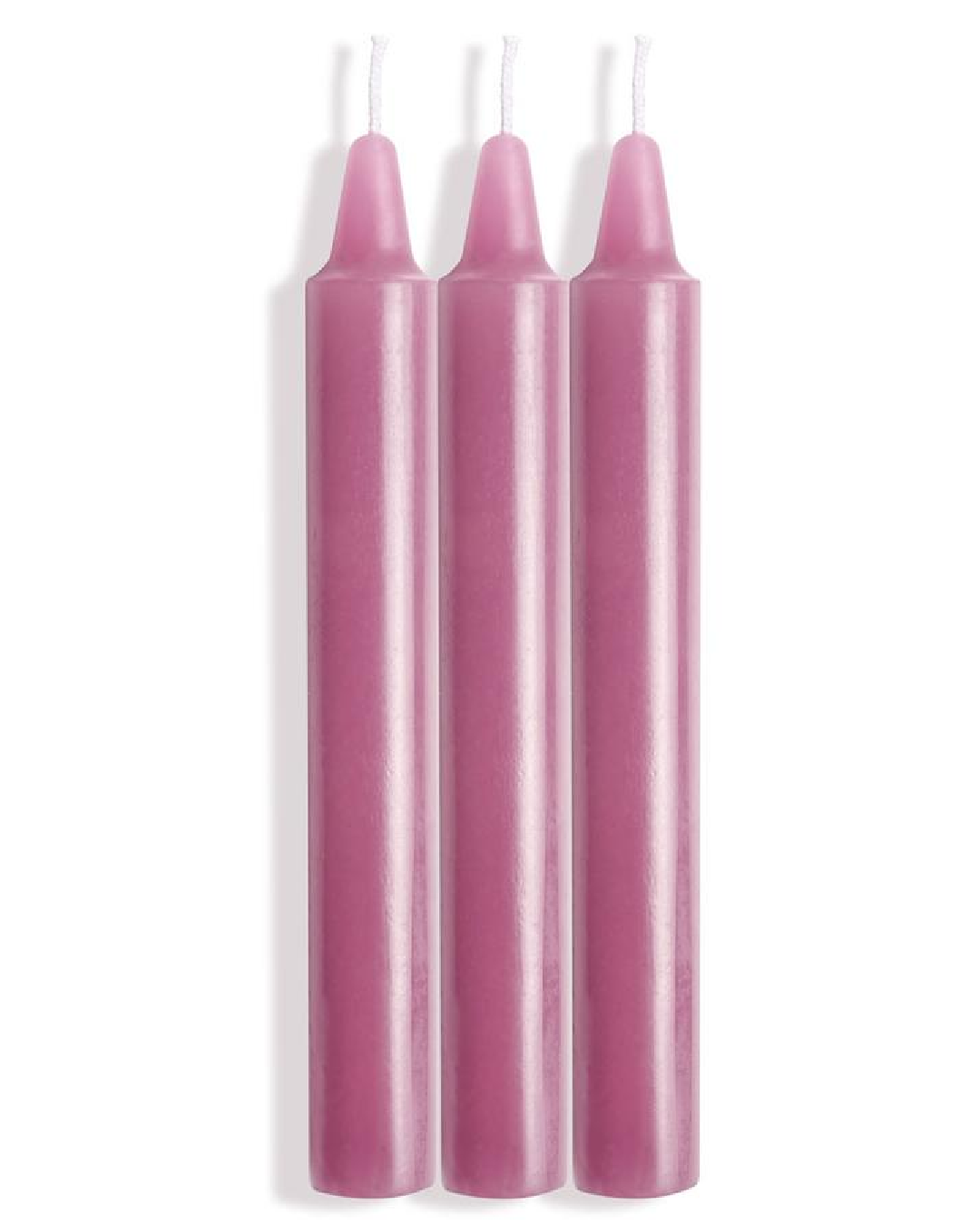 Lacire Drip Pillar Candles - Violet 3 candles upright with white wick 