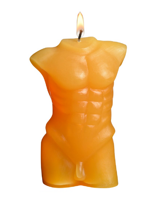 Lacire Torso Form 4 Drip Candles front view showing chest, penis and thighs