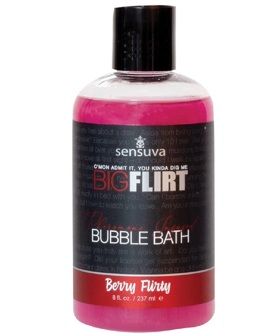 Big Flirt Pheromone Infused Bubble Bath 8 oz - Berry Flirty  red liquid in product bottle 