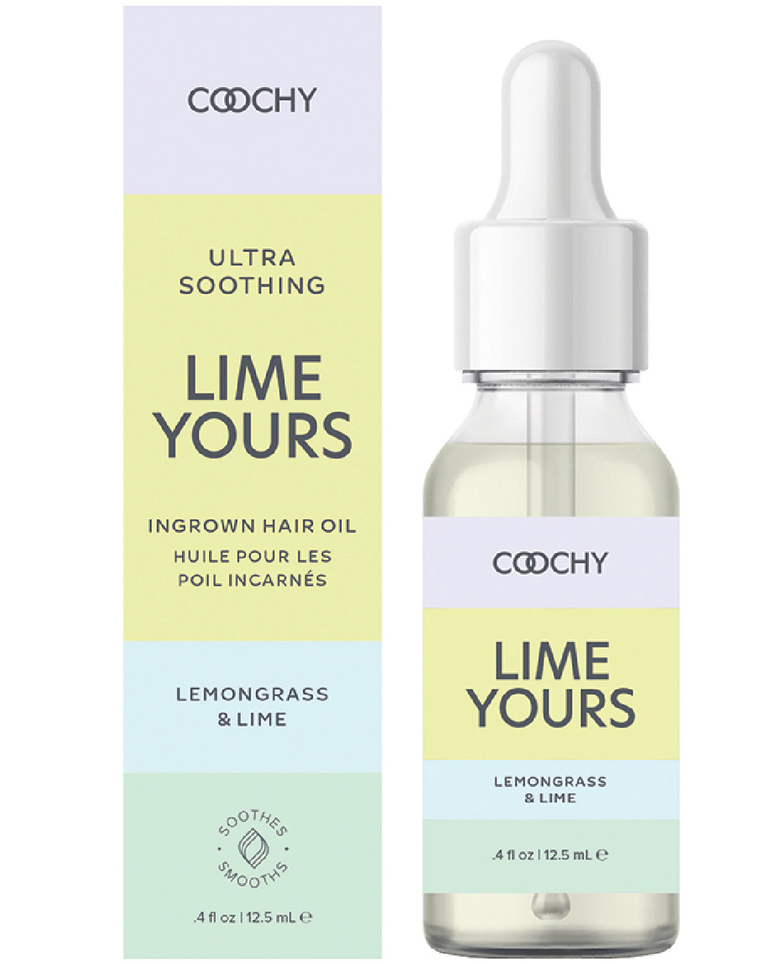 Coochy Ultra Soothing Ingrown Hair Oil-Lemongrass Lime bottle and box 