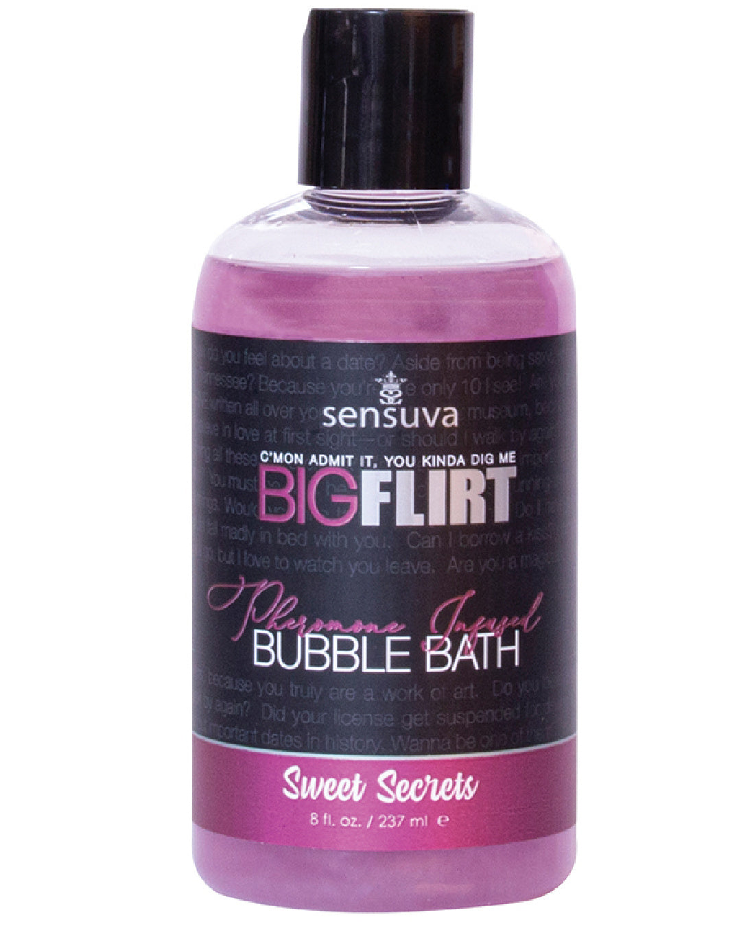 Big Flirt Pheromone Infused Bubble Bath 8 oz - Sweet Secrets front of bottle 