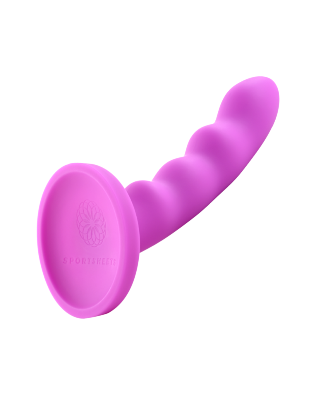 Sportsheets Nautia 8" Silicone G-Spot & Prostate Dildo - Pink close up of the powerful suction cup