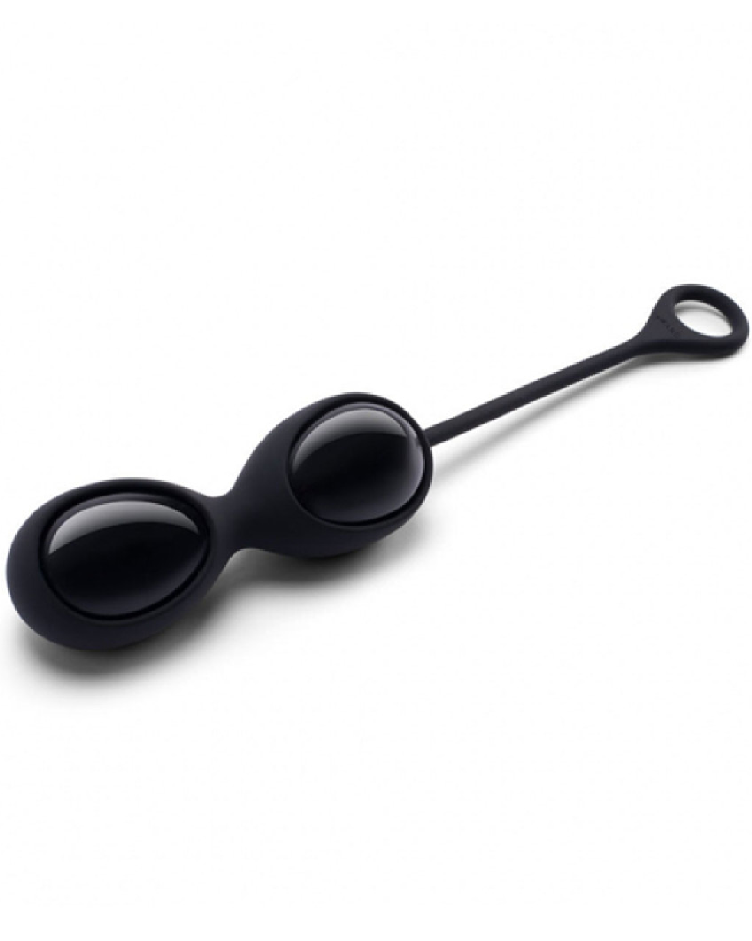 Le Wand Crystal Yoni Eggs - Black Obsidian in silicone case with loop handle 