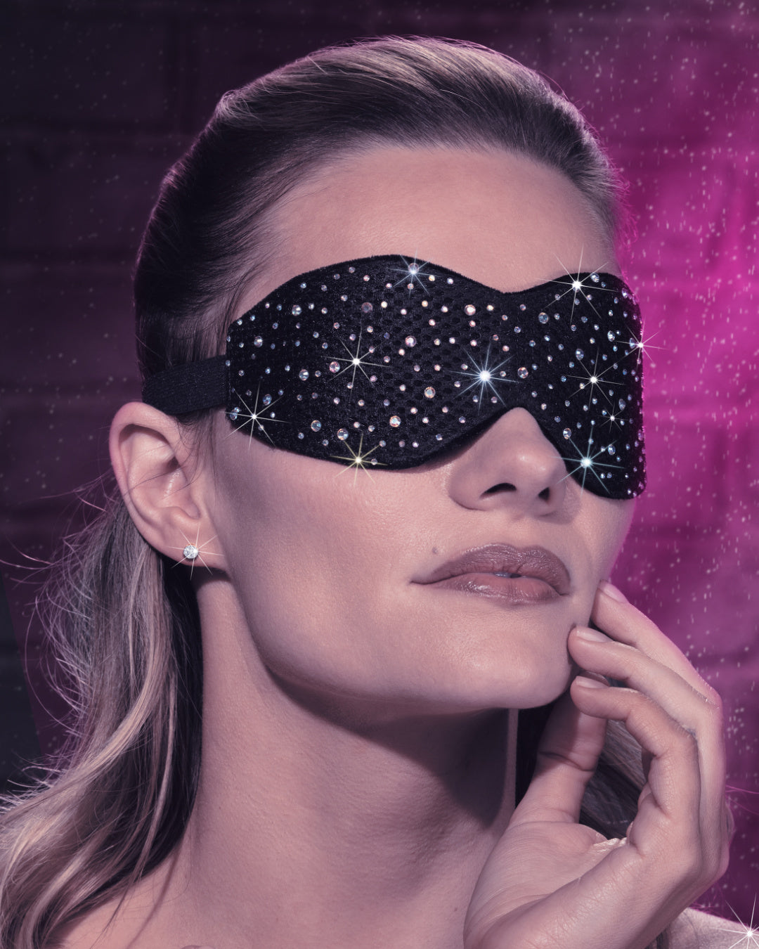 Radiance™ Blackout Eye Mask with Gem Accents on model