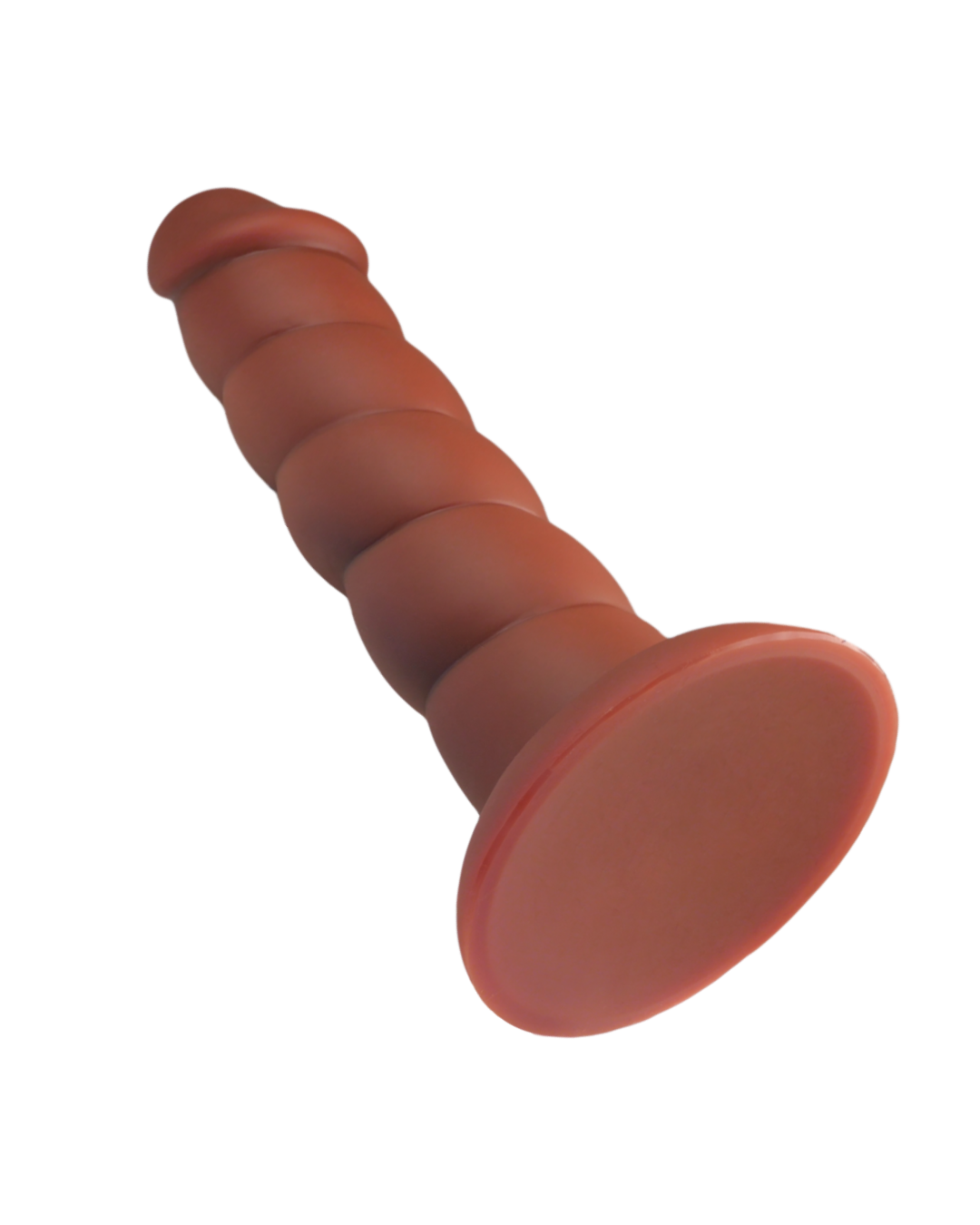 Suga Daddy 8 Inch Swirled Chocolate Silicone Dildo close up of suction cup