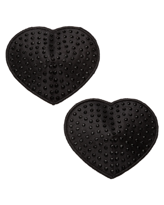 Radiance™ Heart Shaped Reusable Black Pasties with Gem Accents